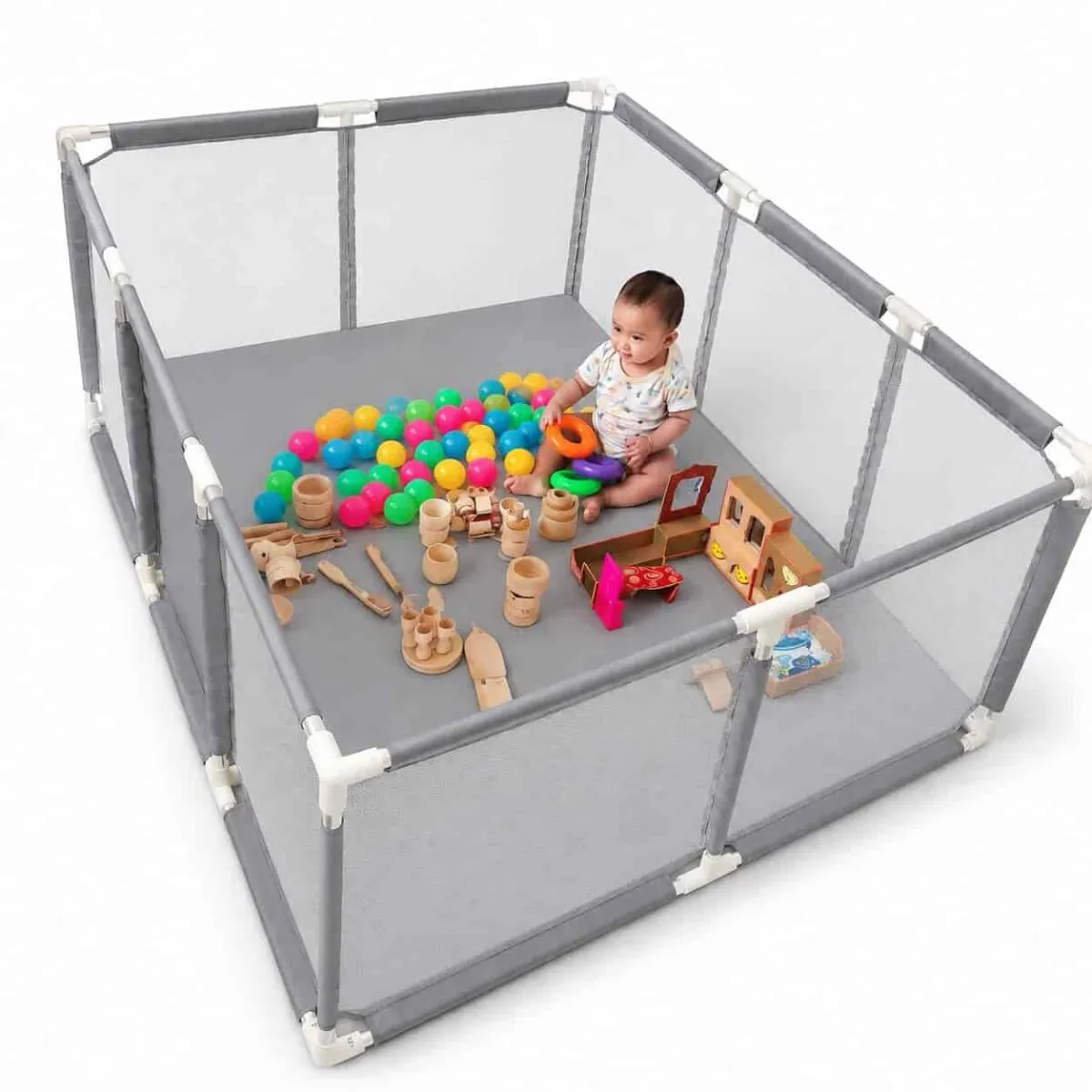 4x6 Feet Baby Playpen with 50 Balls & Waterproof Foam Mat - Image 4